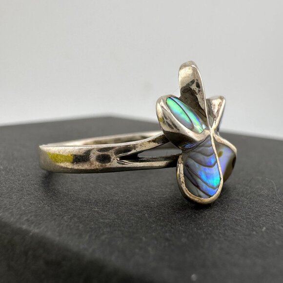 Natural Abalone Flower Ring in Sterling Silver Size 9.75 - Picture 12 of 16